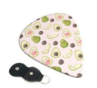 6 Pack Cute Love Avocado Guitar Picks, Bass Electric Acoustic Guitar Ukulele Accessories, Medium Guitar Picks Plectrums with Organizer Bag