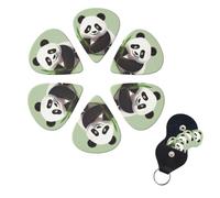 6 Pack Cute panda Guitar Picks with Guitar Pick Holder, Personalized Celluloid Plectrums for Acoustic Guitar, Bass, Ukulele, Cool Bass Accessories Gifts for Men Women 0.96mm