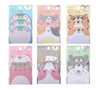 6 Pack Cute Sticky Notes, Mini Post It Notes, 270 Sheets Small Post It Notes Kawaii Stationery Self-Adhesive Cute Animal Sticky Notes Pads for Pet Lovers Office School Party Bags