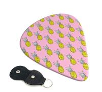 6 Pack Cute Yellow Pineapple Pink Guitar Picks, Bass Electric Acoustic Guitar Ukulele Accessories, Medium Guitar Picks Plectrums with Organizer Bag