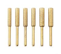 6 Pack Cylindrical Burr Chainsaw Sharpener Grinding Heads, 3mm Shank with 4.0mm 4.8mm 5.5mm Coated Whetstones for Rotary Tools and Electric Grinders