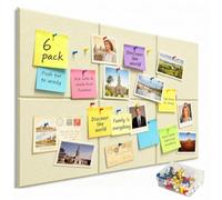 6-Pack Dark Gray Felt Wall Tiles - 36"×24" Large Cork Board Alternative with Colored Pushpins & Removable Adhesive Strips | Home Office Bulletin Board (Beige)