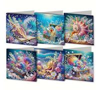 6 Pack Diamond Art Painting Christmas Cards, DIY Rhinstone Painting Greeting Card Kit, Christmas Diamond Art Painting Greeting Cards, Christmas Card Making Kits for Adults Kids Gifts