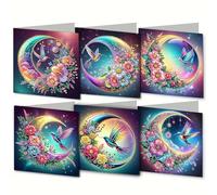 6 Pack Diamond Art Painting Christmas Cards, DIY Rhinstone Painting Greeting Card Kit, Christmas Diamond Art Painting Greeting Cards, Christmas Card Making Kits for Adults Kids Gifts