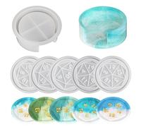 6 Pack Dice Coaster Mold 5 Piece Coaster + 1 Piece Holder Tray Mold Dice Resin Casting Making Silicone Molds for Resin DIY Art Craft Supplies