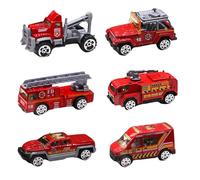 6 Pack Diecast Fire Truck Toy Set,Mini Metal Fire Engine Vehicle Models with Realistic Details,Emergency Vehicles Toys for Kids Boys Girls, for Birthday Party (Fire Truck)