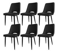 6 Pack Dining Chairs Modern Metal Leg Kitchen Chairs Cut Out Back Design Stylish Dining Room Furniture Set for Living Room Bedroom and Reception Area.