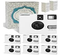 6 Pack Disposable Cameras for Wedding Bulk, 35mm White Single-Use Film Cameras with Flash, One Time Cameras for Birthday Party Baby Shower Gathering Wedding, lSO 400 Film,17 Exposures