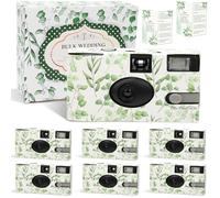 6 Pack Disposable Cameras for Wedding Bulk, Watercolor Eucalyptus Single-Use One Time Film Cameras with Flash for Bithday Baby Shower Gathering Wedding 35mm lSO 400 Color Film 17 Exposures