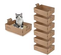 6 Pack Disposable Litter Boxes for Cats, 17.4" x 12.3" x5.4" Large Cardboard Cat Litter Box, Extra Thick Portable Travel Litter Box for Cats, Foldable, Waterproof, Leak Resistant (Large, Count, 6)