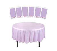 [6 Pack] Disposable Plastic Tablecloths 84 Inch, Wipeable Waterproof Party Tablecloths Round Table Cover for Indoor Outdoor Parties, Buffet Table, Birthday, Wedding, Christmas, Light Purple
