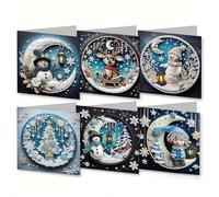 6 Pack DIY Diamond Pain-ting Greeting Card Kit Christmas,5D DIY Diamond Art Painting Christmas Style Greeting Card, DIYs Christ-mas Card Making Kits for Family Friends Handmade Gift (A 1set)