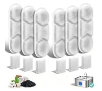 6 Pack Dog Water Fountain Replacement Filters for 410oz/3.2Gal/12L Pet Water Dispenser, BFLICROY Pet Fountain Filter, 4-Layer Filtration Cat Drinking Bowl Filters and Pump Sponges