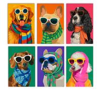 6 Pack Dogs Paint by Numbers Kit for Adults, Animal Adult Paint by Number Kits, Cute Puppy Colorful Paint by Numbers for Adults, Bulldog Acrylic Painting on Canvas for Home Wall Art Decor 8x12 Inch