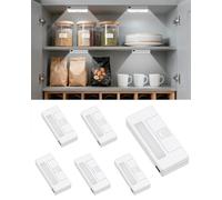 6 Pack Door Open Sensor Wardrobe Lights Indoor, Stick On Battery Operated Cupboard Lights, Door Sensor Mini LED Cabinet Closet Puck Lights, Small LED Light Lamp for Kitchen Cupboard, Chest of Drawers