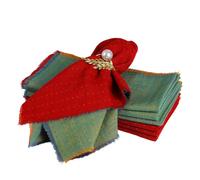 6-Pack Double-Sided Polka Dot Napkins with Tassels - Ultra-Soft 16x16 Inch Decorative Cloth Napkins for Christmas, Weddings & Daily Use (Reversible, Assorted Colors) (red-Green)