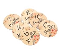 6 Pack Double Sided Wooden Baby Monthly Cards Flower Pattern | Newborn Growth Marker Signs, Photo Prop for Baby Shower, Lovely Decor for Nursery Display