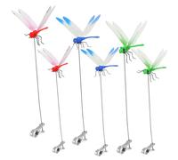 6 Pack Dragonfly Clip,3D Dragonfly Garden Stakes Decor,Fly Deterrent,Dragonfly Humming Bird Stakes,Deer and Horse,Bird and Fly Scare Devices for Indoor Outdoor Garden