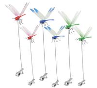 6 Pack Dragonfly Clip,3D Dragonfly Garden Stakes Decor,Fly Deterrent,Dragonfly Humming Bird Stakes,Deer and Horse,Bird and Fly Scare Devices for Indoor Outdoor Garden