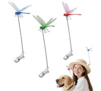 6 Pack Dragonfly Clip, 3D Dragonfly Garden Stakes Decor, Outdoor Dragon Fly Clips on Hat or Stakes for Garden Yard, Decorative Dragonfly Ornaments for Hiking Hat, Camping, Patio, Yard