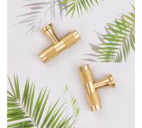 6 Pack Drawer Knobs Gold Modern Solid T Bar Cabinet Knobs Furniture Handles Kitchen Drawer Handles Vintage Knobs for Kitchen Cupboards, Chest of Drawers (Golden Brushed)