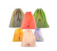 6 Pack Drawstring Bags, Reusable Waterproof Bag Toiletry Bags Draw String Travel Storage Bag for Clothes Shoe Swim Sport Travel, 3 Sizes 6 Patterns