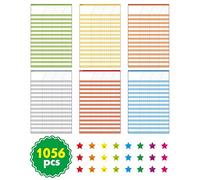 6 Pack Dry Erase Incentive Chart, 6 Multi-Color Tracking Chart with 1056 Reward Stars for Chore/Responsibility/School Attendance/Homework Progress Tracking, 27 Rows X 15 Columns (11" x 17")