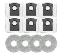 6-Pack Dust Bags and 4-Pack Mop Pads for Cecotec for Conga X70, for Replacement Parts with Strong Seal and Easy Installation Design