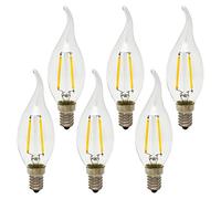 6-Pack E14 2W LED Filament Candle Bulbs Retro Edison Antique Vintage Style Light Not Dimmable Warm White 2700K 150LM 15W Incandescent Replacement AC 220-240V