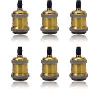 6 Pack E27 Vintage Light Bulb Solid Ceramic Socket Lamp Holder Retro Edison Screw Light Bulb Adapter Socket, Antique Brass