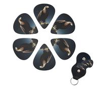 6 Pack Eagle under the stars Guitar Picks with Guitar Pick Holder, Personalized Celluloid Plectrums for Acoustic Guitar, Bass, Ukulele, Cool Bass Accessories Gifts for Men Women 0.96mm
