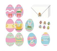 6 Pack Easter Cards with Envelopes and Sticker, Happy Easter Greeting Cards Cute Bunny Card for Classroom Exchange, Colorful Rabbit Eggs Card Exchange Gifts Holiday Spring Party Supplies (Color2)