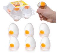 6 Pack Easter Egg Splat Funky Ball Squishy Toys, Stress Relief Eggs Yolk Balls - Sensory Fun Toys for Children - Anxiety, Stocking Stuffers - Helps with Autism & ADHD Satisfying Toys