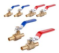 6-Pack EFIELD 1/2 Inch Pex Brass Full Port Shut-off Ball Valve for Hot and Cold Water,Potable Water, Pex Barb Crimp Connection