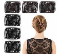 6 Pack Elastic Hair Combs, Adjustable Magic Hair Clip Non-Slip for Women, Vintage Stretchy Double Comb for Hairstyling and Daily Use