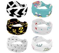 6 Pack Elastic Headbands for Women, Wide Hairband, Funny Easter Bunny Collection Eggs Non-Slip Headband, Sweatband Yoga Head Band for Workout, Sport, Gym, Running, Fitness