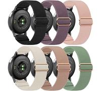 6 Pack Elastic Solo Loop Straps for Garmin Vivoactive 6/5/3/3 Music/Forerunner165/55/645/245/570 42mm band, 20mm Soft Stretchy Fabric Adjustable Replacement Sport Straps for Venu/Venu Sq 2 Women Men