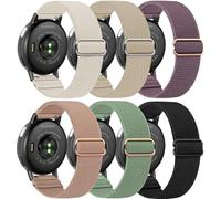 6 Pack Elastic Solo Loop Straps for Garmin Vivoactive 6/5/3/3 Music/Forerunner165/55/645/245/570 42mm band, 20mm Soft Stretchy Fabric Adjustable Replacement Sport Straps for Venu/Venu Sq 2 Women Men