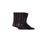 6 Pack Elastic Square Patterned Cotton Socks for Poor Circulation SOCKSHOP Gentle Grip Black 6-11