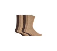 6 Pack Elastic Square Patterned Cotton Socks for Poor Circulation SOCKSHOP Gentle Grip Brown 6-11