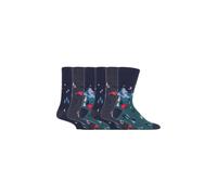 6 Pack Elastic Square Patterned Cotton Socks for Poor Circulation SOCKSHOP Gentle Grip Charcoal 6-11