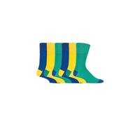 6 Pack Elastic Square Patterned Cotton Socks for Poor Circulation SOCKSHOP Gentle Grip Green 6-11