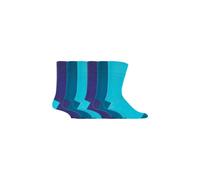 6 Pack Elastic Square Patterned Cotton Socks for Poor Circulation SOCKSHOP Gentle Grip Indigo 6-11