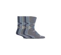 6 Pack Elastic Square Patterned Cotton Socks for Poor Circulation SOCKSHOP Gentle Grip Light Grey 6-11