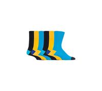 6 Pack Elastic Square Patterned Cotton Socks for Poor Circulation SOCKSHOP Gentle Grip Yellow 6-11