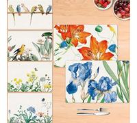 6 Pack Elegant Placemats, Non-Slip Washable, Reusable Placemat - Plants, Flowers Birds, Nature Theme Placemats for Home, Office, Restaurant, Dining Table, Adults, Kids,