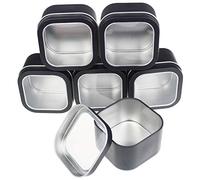 6-Pack Empty 240ml Square Metal Tins with Clear Window for Candle Making, Candies, Gifts & Treasures, Black