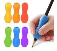 6 Pack Ergonomic Pencil Grips for Children - Triangular Design with Finger Grooves & Alignment Guide, Left/Right Handed, Soft Silicone, Colourful Handwriting Aid for Kids(6,Multicolor)