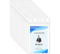 6 Pack Extra Thick Name Badge Holders, Durable & Sealable Waterproof Vertical ID Badge Holders, Clear PVC Plastic Badge Sleeve for Credit Card/Proximity/RFID/Work Badge/Room Key