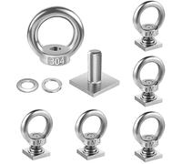 6 Pack Eye Nut with T-Slot Bolt, KWOKWEI M8 Heavy Duty Eye Bolts with Nuts, 304 Stainless Steel Roof Rack T Bolt Eye Nut for Holding Bungee Cord, Anchoring kit, Ropes Anchoring etc